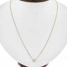 New 14K Gold .35 ctw Round Brilliant Diamond Solitaire Pendant w/ Adjustable Cha