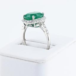 5.99 ctw Emerald and 0.68 ctw Diamond Platinum Ring