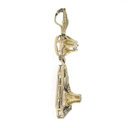 Antique 10K Gold 0.07 ctw Diamond Open Work Floral Drop Dangle Lavalier Pendant