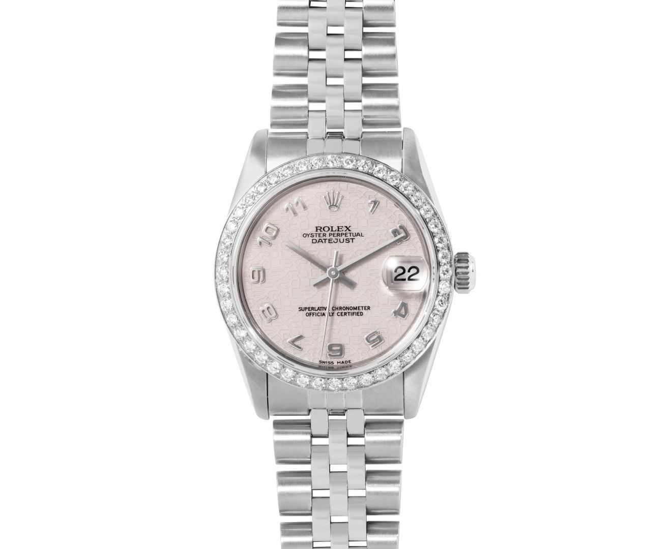 Rolex Midzie 31MM Quickset Cream Arabic Dial With Diamond Bezel Datejust Wristwa