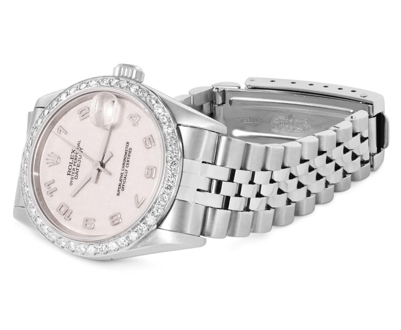 Rolex Midzie 31MM Quickset Cream Arabic Dial With Diamond Bezel Datejust Wristwa
