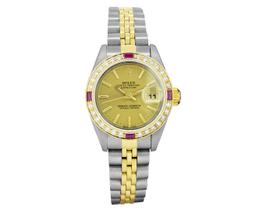 Rolex Quickset Ladies 2Tone 18K Gold Diamond Bezel Datejust Wristwatch With Role