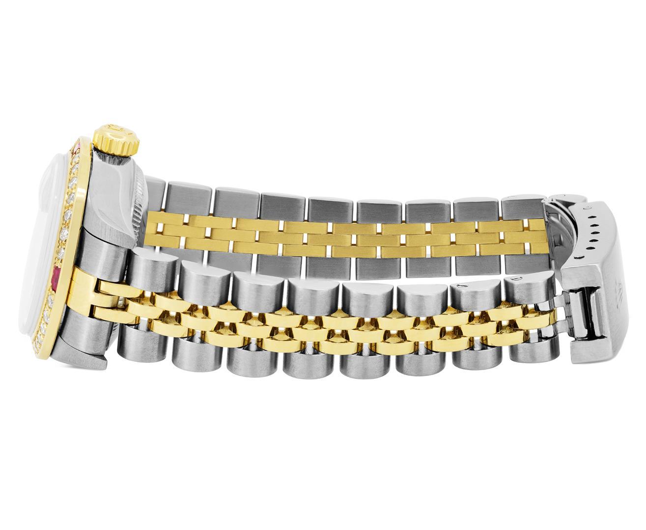 Rolex Quickset Ladies 2Tone 18K Gold Diamond Bezel Datejust Wristwatch With Role