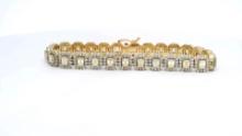 18KT Yellow Gold 8.91 ctw Emerald Cut & Diamond Tennis Bracelet