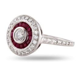 0.24 ctw Diamond, 0.89 ctw Blue Sapphire and Ruby Platinum Ring (0.55 ctw Diamon