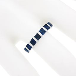 Platinum 1.82 ctw Square Step Cut Sapphire Bar Channel Set Stack Wedding Band Ri