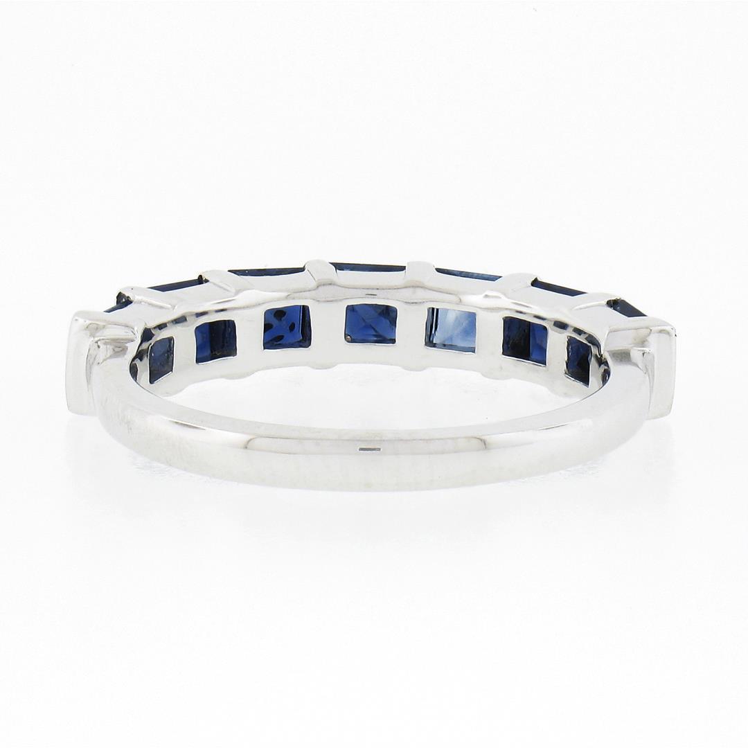 Platinum 1.82 ctw Square Step Cut Sapphire Bar Channel Set Stack Wedding Band Ri
