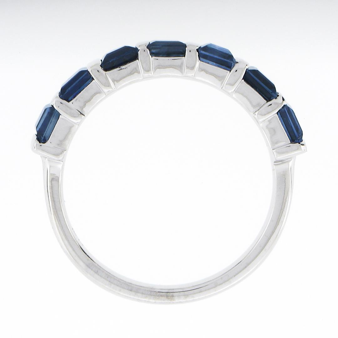 Platinum 1.82 ctw Square Step Cut Sapphire Bar Channel Set Stack Wedding Band Ri