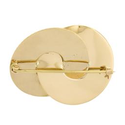Retro Vintage Krementz 14k Gold Grooved Interlocking Round Disc Pearl Pin Brooch