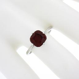 NEW 14k White Gold 2.5 ctw Cushion Rhodolite Garnet Prong Open Work Solitaire Ri
