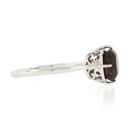 NEW 14k White Gold 2.5 ctw Cushion Rhodolite Garnet Prong Open Work Solitaire Ri