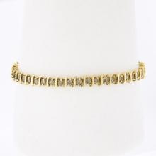 10K Gold 6.75" Round Fancy Light Champagne Diamond "S" Link Line Tennis Bracelet