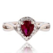 1.02 ctw UNHEATED Ruby and 0.14 ctw Diamond Platinum Ring (GIA CERTIFIED)