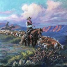 Afternoon on the Cattle Drive by Richard Ho, orig.