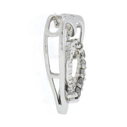 10K White Gold 0.12 ctw Round Prong Diamond Polished Dual Open Heart Slide Penda