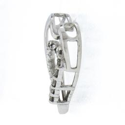 10K White Gold 0.12 ctw Round Prong Diamond Polished Dual Open Heart Slide Penda