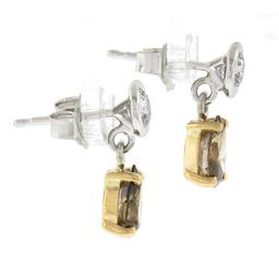 New 14K TT Gold 1.42 ctw Fancy Brown & White Diamond Tear Drop Dangle Earrings