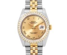 Rolex 36MM Factory Champagne Arabic Dial Diamond Bezel Datejust With Hidden Clas