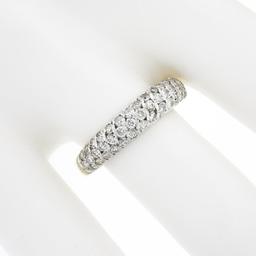 18K TT Gold 0.65 ctw Round Pave 3 Row Diamond Domed Stackable Wedding Band Ring