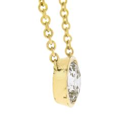 NEW 14k Yellow Gold .60 ctw Round Bezel Diamond Solitaire Pendant Adjustable Cha