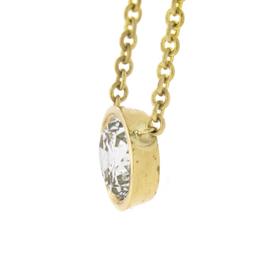 NEW 14k Yellow Gold .60 ctw Round Bezel Diamond Solitaire Pendant Adjustable Cha
