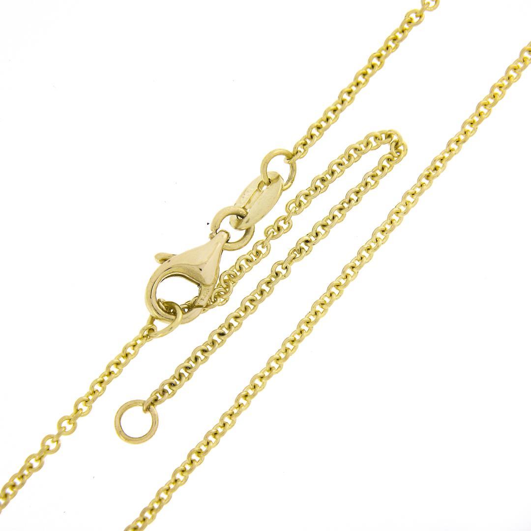 NEW 14k Yellow Gold .60 ctw Round Bezel Diamond Solitaire Pendant Adjustable Cha