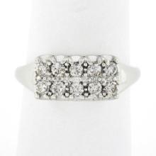 Vintage 14k White Gold.45 ctw Dual Two Row Round Fishtail Prong Diamond Band Rin
