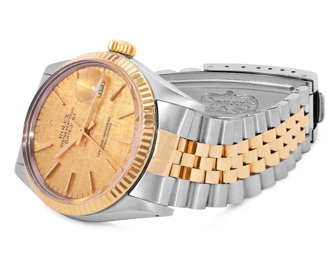 Rolex Mens Two Tone Yellow Gold And Steel 36MM Champagne Index Datejust With Rol