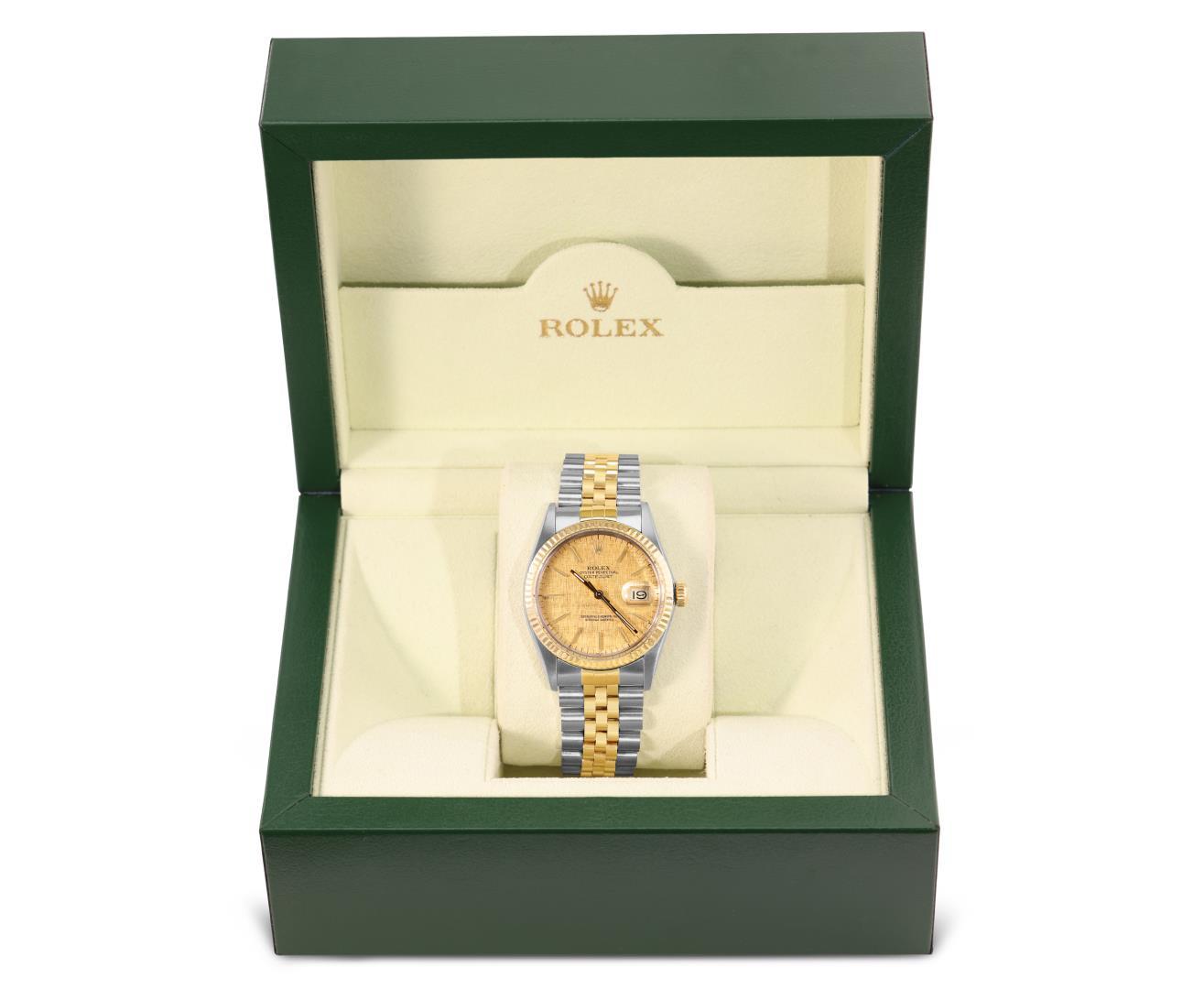 Rolex Mens Two Tone Yellow Gold And Steel 36MM Champagne Index Datejust With Rol