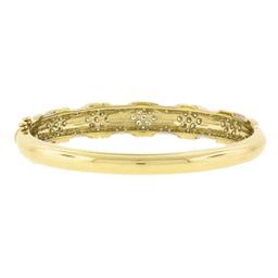Estate 14k Yellow Gold 2.65 ctw Round Pave Diamond Figure X Hinged Bangle Bracel