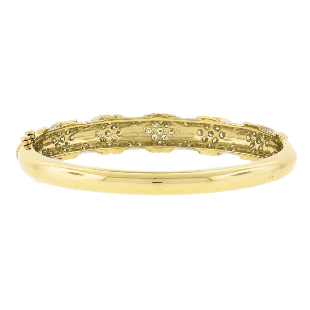 Estate 14k Yellow Gold 2.65 ctw Round Pave Diamond Figure X Hinged Bangle Bracel