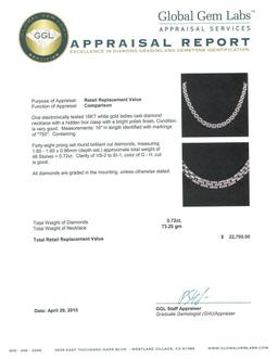 18KT White Gold 0.72 ctw Diamond Necklace
