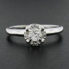 Vintage 14k White Gold 0.39 ctw Diamond Cluster Solitaire Engagement Promise Rin