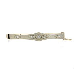 Antique Art Deco 18K TT Gold.37 ctw Diamond Engraved Hinged Open Bangle Bracelet
