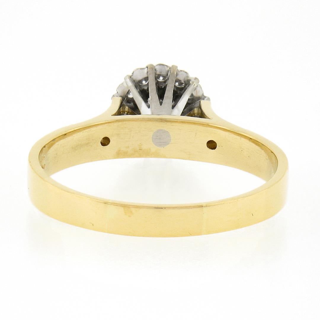 Vintage 18k TT Gold .30 ctw Round Brilliant Pave Diamond High Quality Cluster Ri