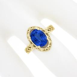 NEW 14k Gold 2.0 ctw Violet Blue Oval Tanzanite w/ Scroll Open Work Solitaire Ri