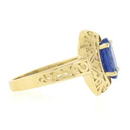 NEW 14k Gold 2.0 ctw Violet Blue Oval Tanzanite w/ Scroll Open Work Solitaire Ri