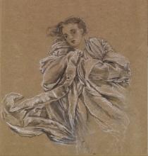 Edward Burne-Jones - Winter - Study of Flying Drapery