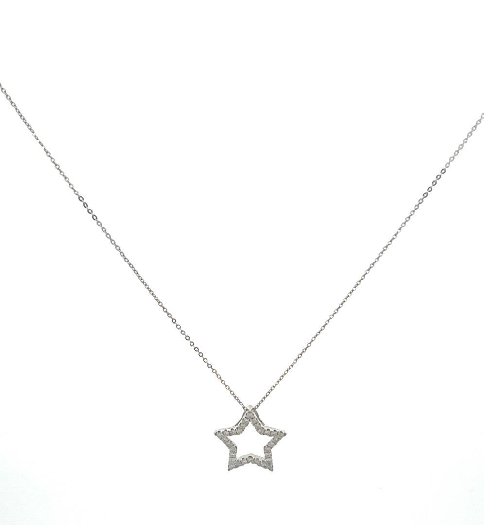 14kt WG Star Pendant with chain