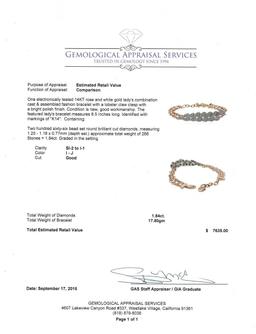 1.84 ctw Diamond Bracelet - 14KT Two-Tone Gold