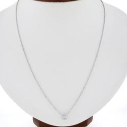 New 14K Gold.62 ctw Round Brilliant Diamond Solitaire Pendant w/ Adjustable Chai