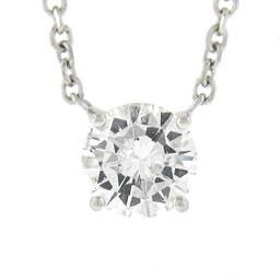 New 14K Gold.62 ctw Round Brilliant Diamond Solitaire Pendant w/ Adjustable Chai