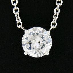 New 14K Gold.62 ctw Round Brilliant Diamond Solitaire Pendant w/ Adjustable Chai