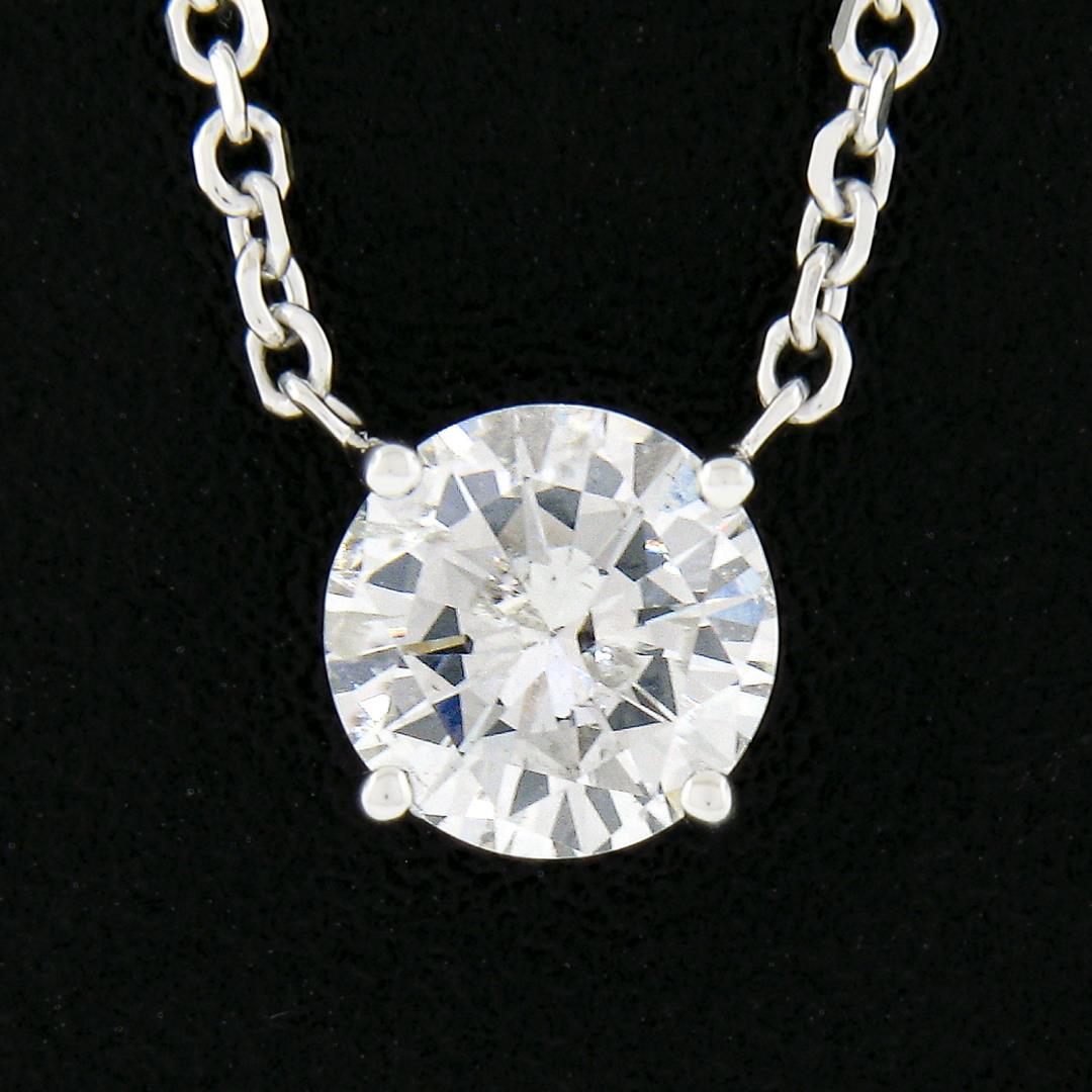 New 14K Gold.62 ctw Round Brilliant Diamond Solitaire Pendant w/ Adjustable Chai