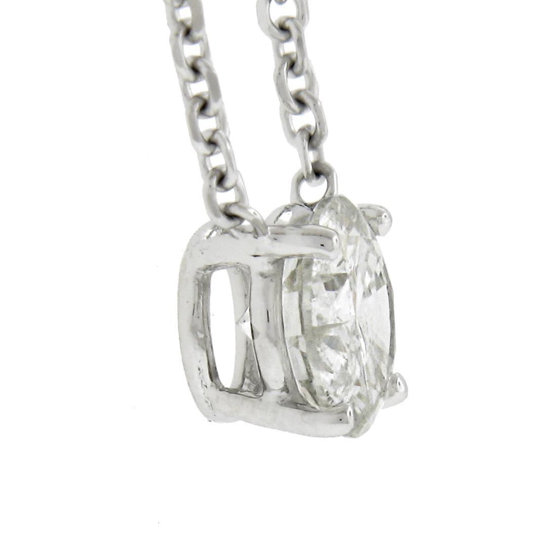 New 14K Gold.62 ctw Round Brilliant Diamond Solitaire Pendant w/ Adjustable Chai