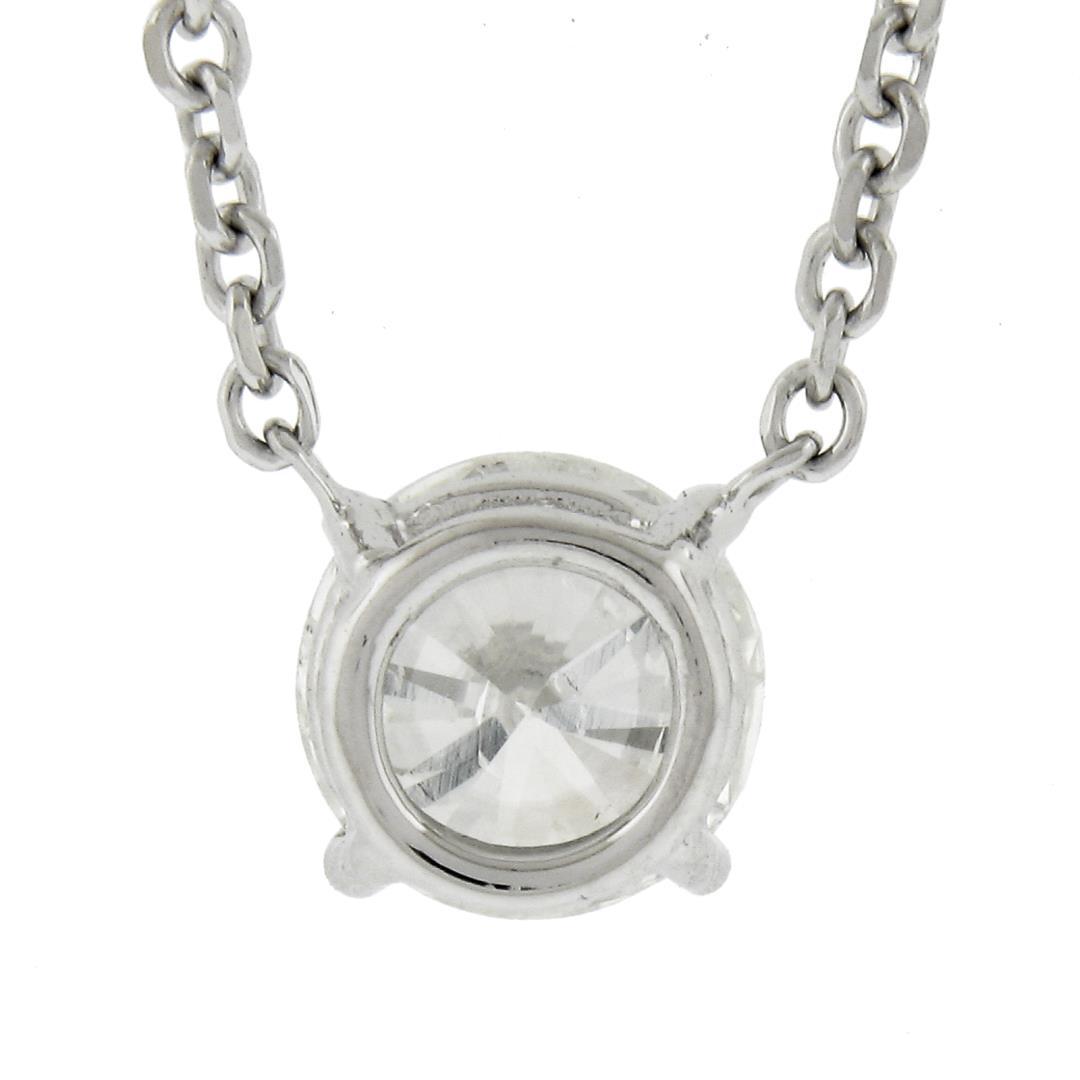 New 14K Gold.62 ctw Round Brilliant Diamond Solitaire Pendant w/ Adjustable Chai