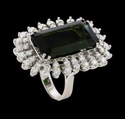 16.67 ctw Tourmaline and Diamond Ring - 14KT White Gold