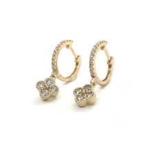14kt YG Dia Clover Dangle Earrings