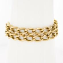 Antique British Victorian 18K Yellow Gold 6.5 Dual Oval Curb Link Chain Bracelet