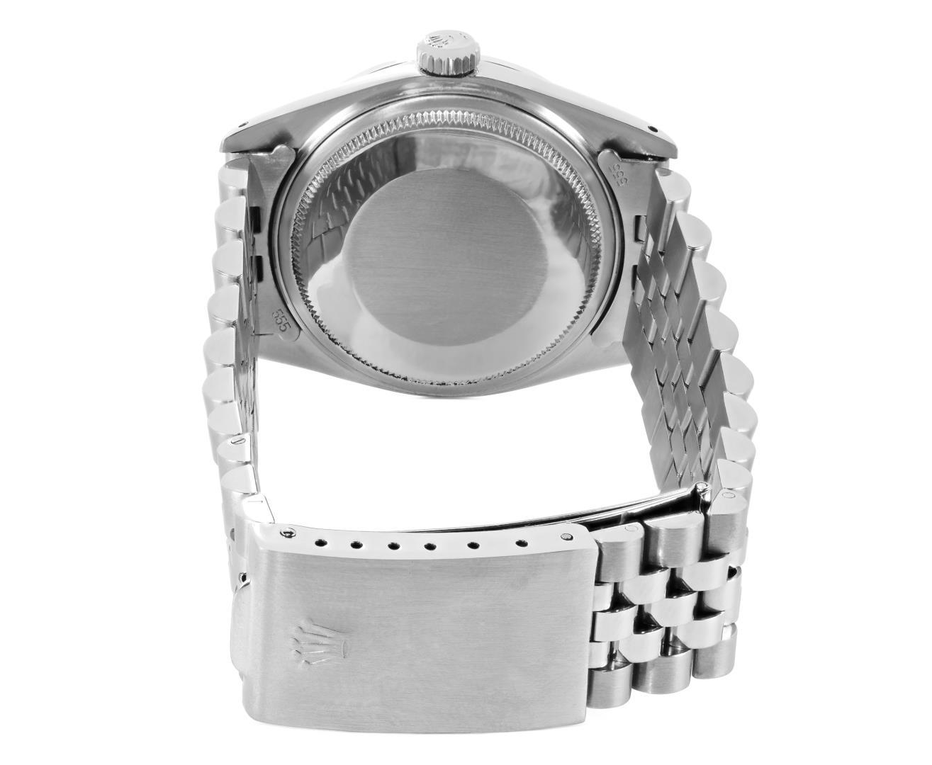 Rolex Mens Stainless Steel 36MM Silver Index Diamond And Ruby Datejust With Role